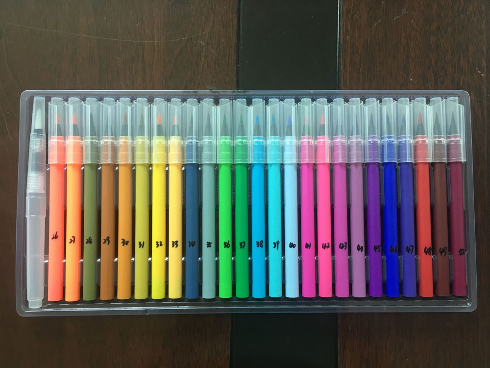 100 colors watercolor brush pen