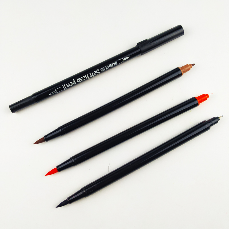Dual tip brush marker pen