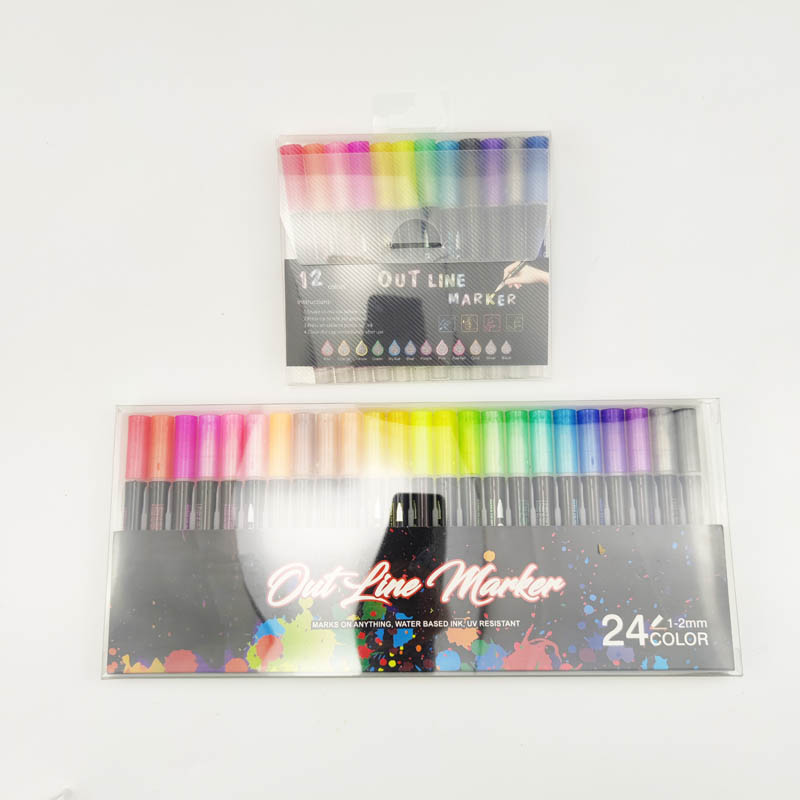 12 24 colors outline marker set