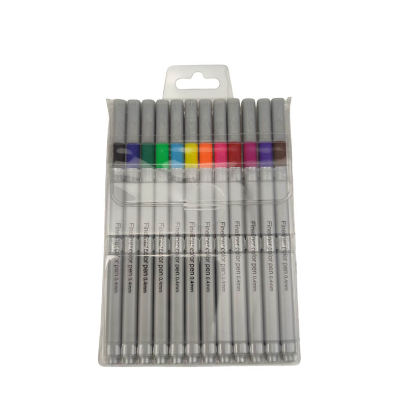 Square barrel 12pcs fineliner pen set