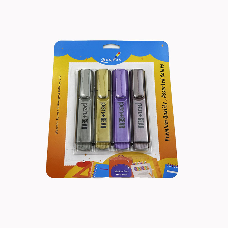 4pcs metallic ink highlighter marker set