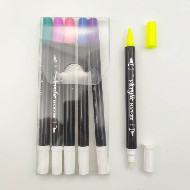 Brush tip erasable highlighter marker