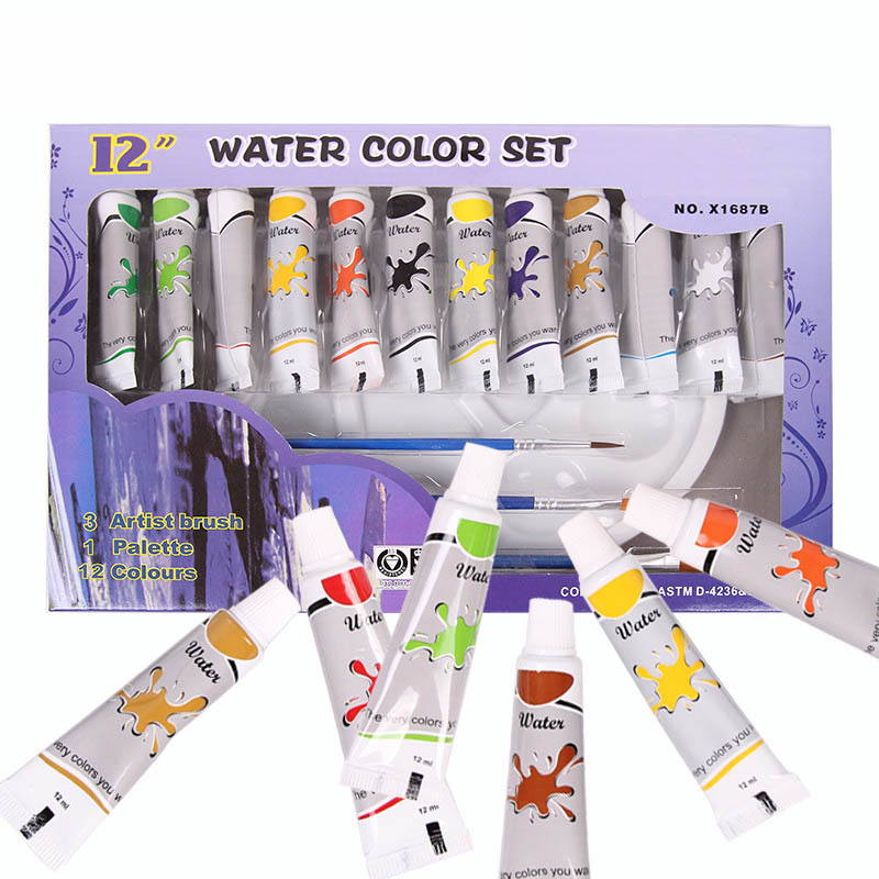 12 colors watercolor paint set