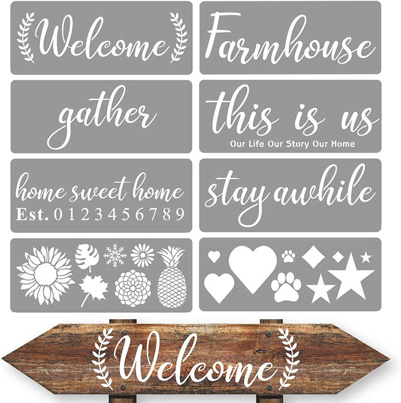 DIY drawing Welcome stencil