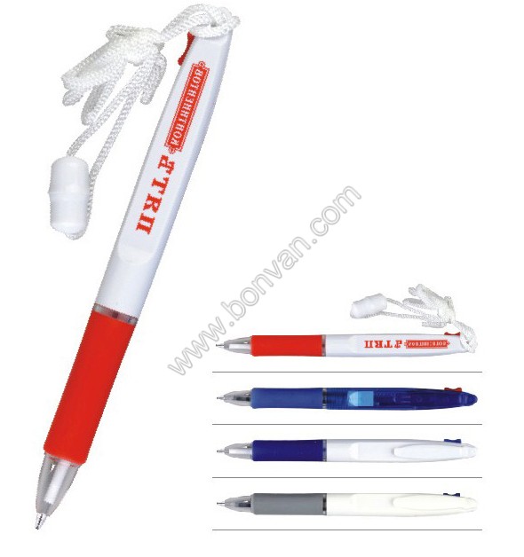 Two color  pen with lanyard