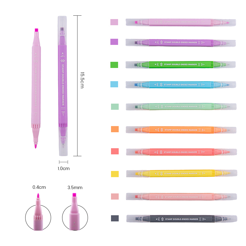 Double Tips Suqare Shape Dot Marker Pen